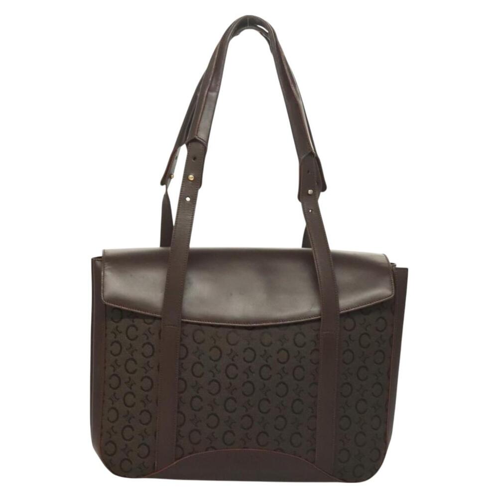 CELINE C Macadam Canvas Hand Bag Brown Gold - Picture 2 of 12